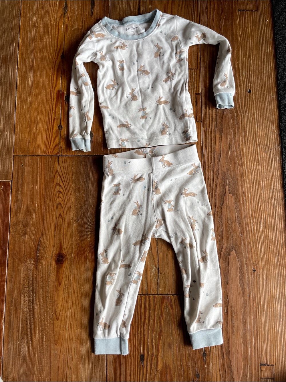 PETIT LEM 12-18M 100% Organic Cotton Sleep Top & Bottoms 2 piece set Bunny Print